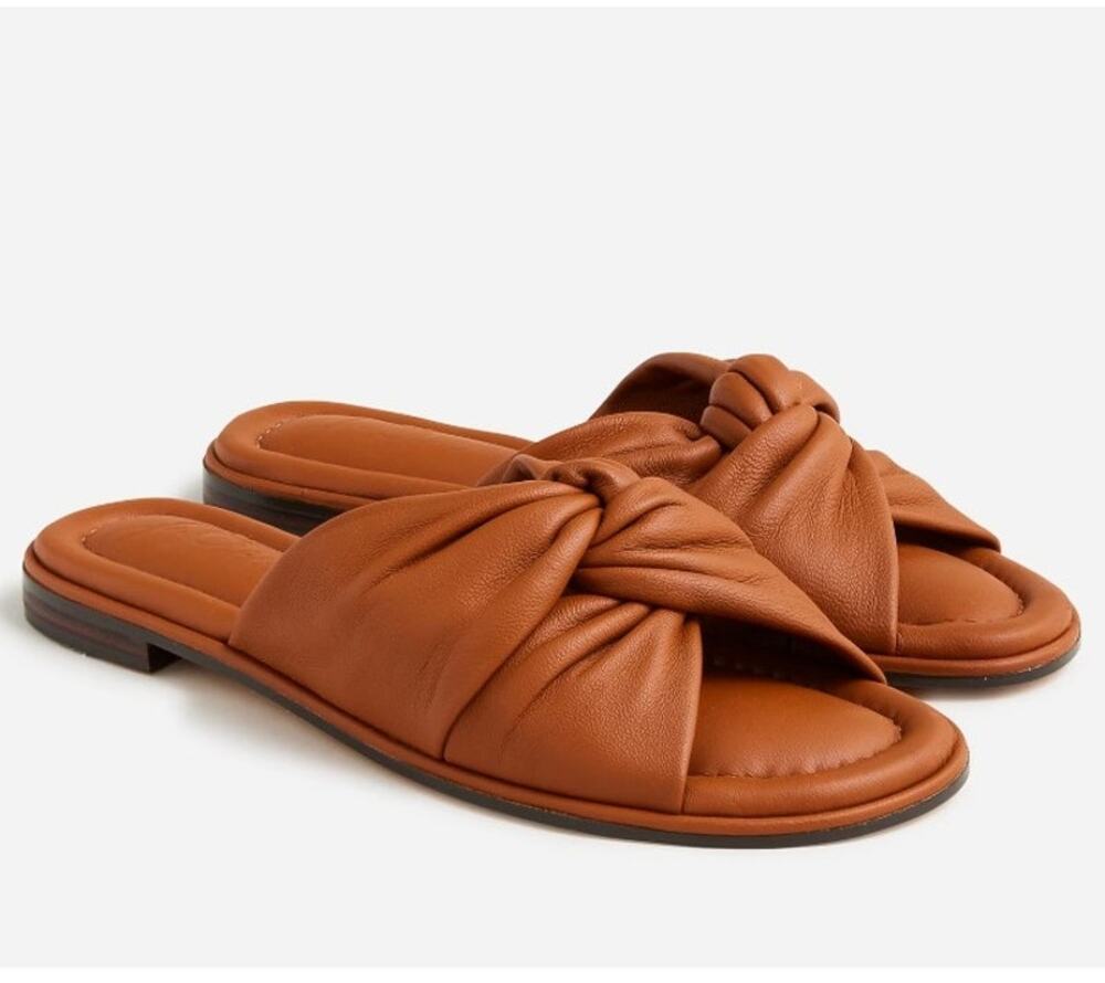 EUC J.Crew Women's Leather Brown Padded Twist-Knot Menorca Sandals 8